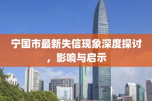 寧國市最新失信現(xiàn)象深度探討，影響與啟示
