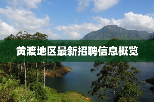 黃渡地區(qū)最新招聘信息概覽
