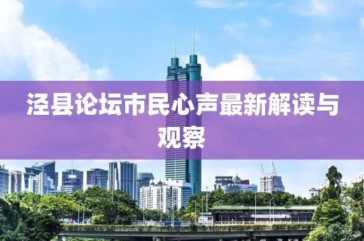 涇縣論壇市民心聲最新解讀與觀察