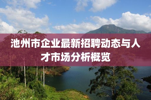 池州市企業(yè)最新招聘動態(tài)與人才市場分析概覽