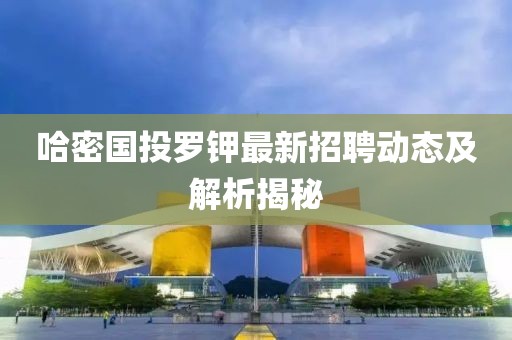 哈密國投羅鉀最新招聘動(dòng)態(tài)及解析揭秘