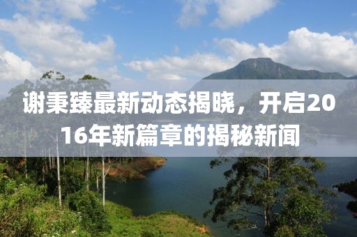 謝秉臻最新動態(tài)揭曉，開啟2016年新篇章的揭秘新聞