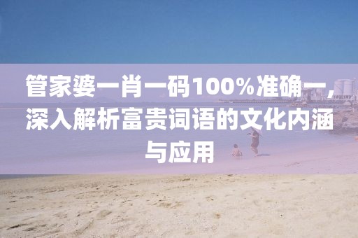 管家婆一肖一碼100%準(zhǔn)確一,深入解析富貴詞語的文化內(nèi)涵與應(yīng)用