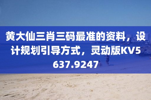 黃大仙三肖三碼最準的資料，設(shè)計規(guī)劃引導(dǎo)方式，靈動版KV5637.9247